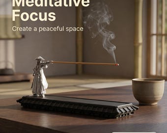 3D Printed Samurai Incense Holder, Stick Incense Burner with Ash Catcher Tray & Hidden Storage Box for Home Meditation Room Decor