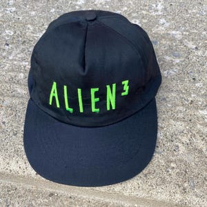 Vintage 1992 ALIEN 3 Hat - 90s Movie Promo Snapback Cap - Black Neon Green Fox Studios Hat - Sci-Fi Collectible