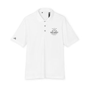 adidas Unisex Performance Polo - Bad Bogey Society Golf Shirt, Sports Apparel, Casual Wear, Gift for Golf Lovers, Unique Polo Tee