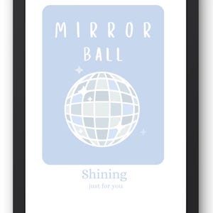 Mirrorball Inspired Poster | Minimalist Disco Ball Print, Folklore Era Aesthetic Wall Art
