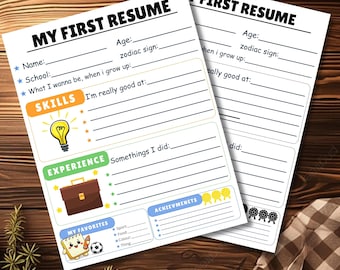 Kids First Resume Template, Student Resume Worksheet, Career Activity for Kids, Editable Canva Printable
