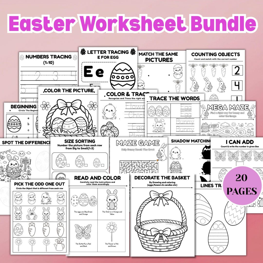 Editable Easter Activity Sheet Canva Template, Kids Worksheet Busy Page ...