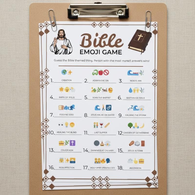 Bible Emoji Game Printable, Fun Sunday School Activity & Youth Group ...