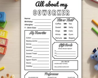 All About My Coworker Printable Template, Employee Favorite Things List, Staff Get to Know Me Survey, Editable Canva Questionnaire