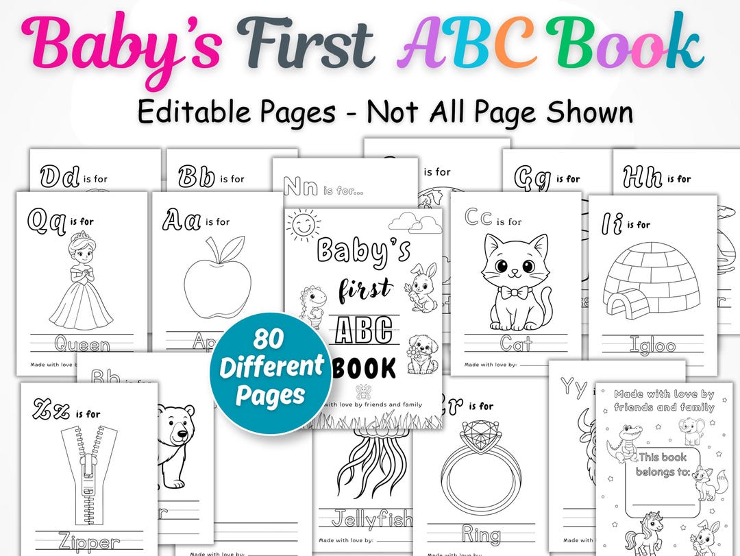 Baby First ABC Book Printable, Alphabet Coloring & Memory Pages, Baby ...