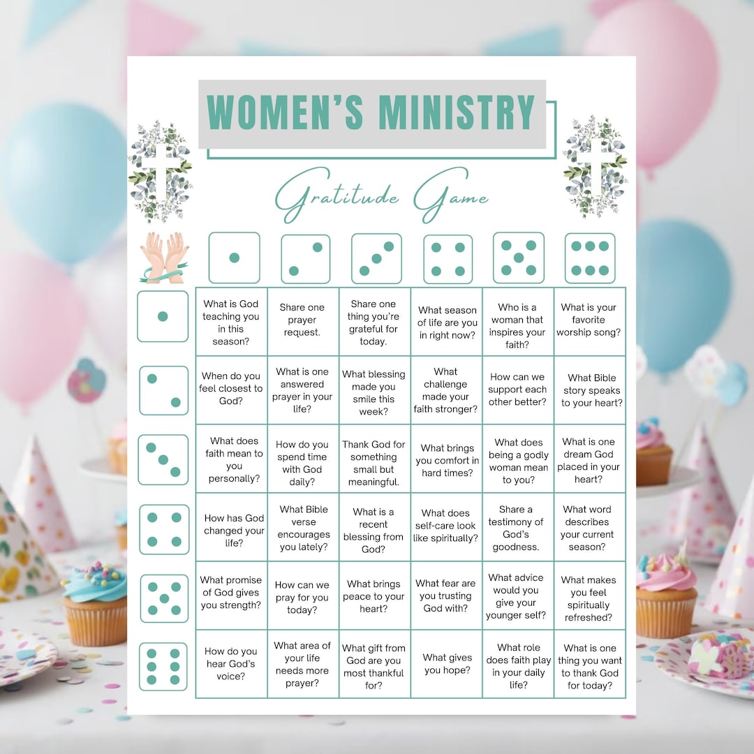 Womens Ministry Icebreaker Game Printable, Christian Ladies Night Dice ...