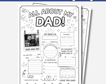 All About My Dad Template, Editable Father’s Day Kids Worksheet, Printable Dad Interview Activity Canva Download