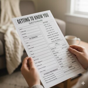 Editable Getting to Know You Worksheet, Favorite Things Questionnaire ...