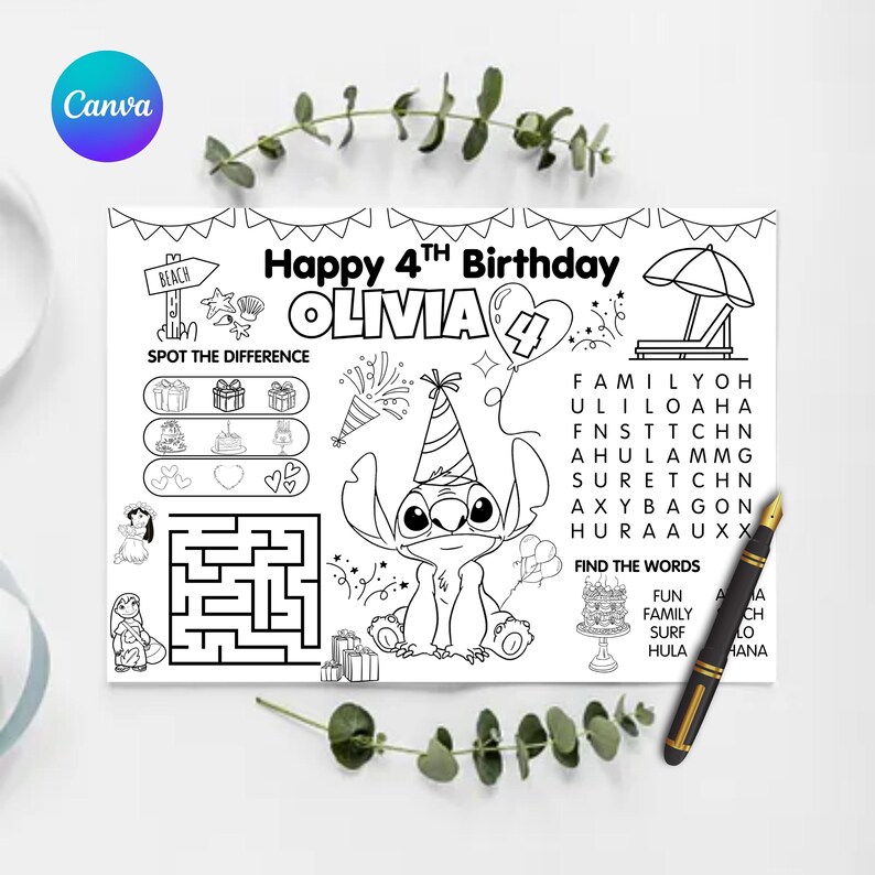activity placemat
coloring placemat
stitch birthday
party activity sheet
stitch coloring page
birthday activity
custom party favor
kids activity mat
editable template
goody bag printable
birthday party game
kids party games
table mat
