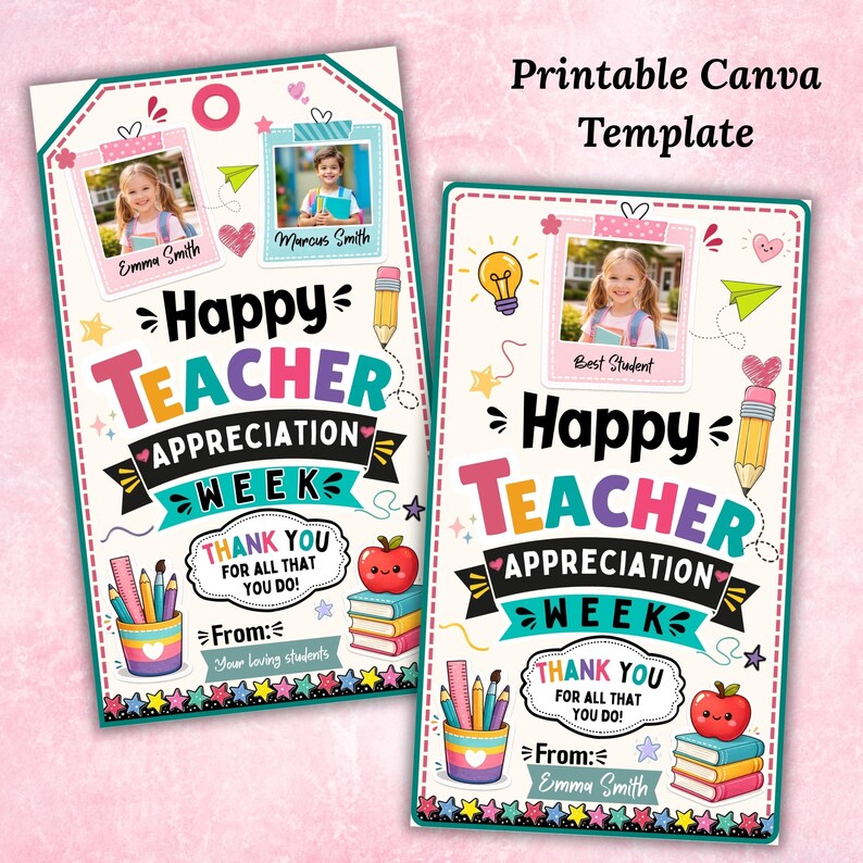Teacher Appreciation Gift Tag Template Editable in Canva, Personalized ...