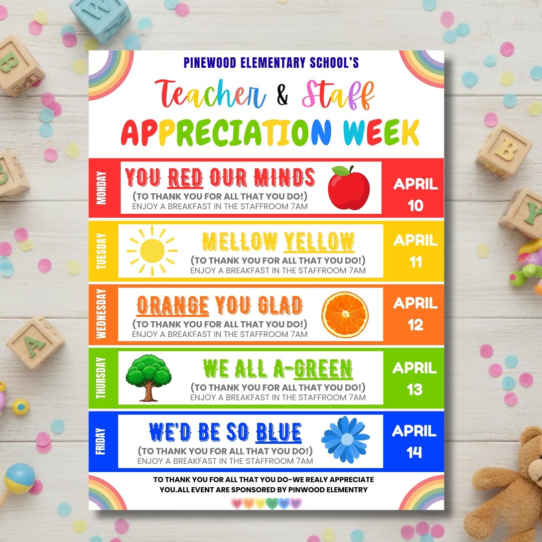 Editable Teacher Appreciation Week Flyer Template, PTO PTA Staff ...