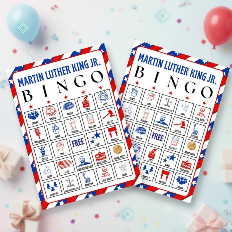 Editable Martin Luther King Jr Bingo Game Canva Template, MLK Day ...