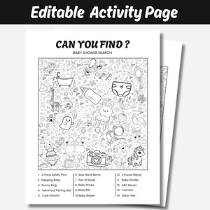 Hidden Object Baby Shower Game Printable, Find the Items Activity Sheet, Baby Search Party Game, Instant Digital Download