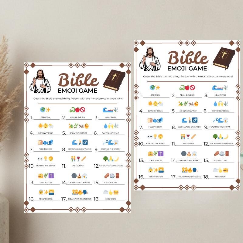 Bible Emoji Game Printable, Fun Sunday School Activity & Youth Group ...