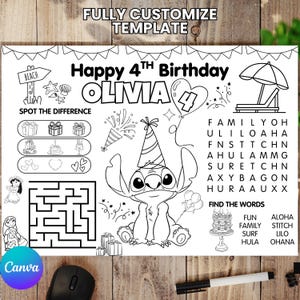 activity placemat
coloring placemat
stitch birthday
party activity sheet
stitch coloring page
birthday activity
custom party favor
kids activity mat
editable template
goody bag printable
birthday party game
kids party games
table mat