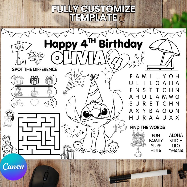 activity placemat
coloring placemat
stitch birthday
party activity sheet
stitch coloring page
birthday activity
custom party favor
kids activity mat
editable template
goody bag printable
birthday party game
kids party games
table mat