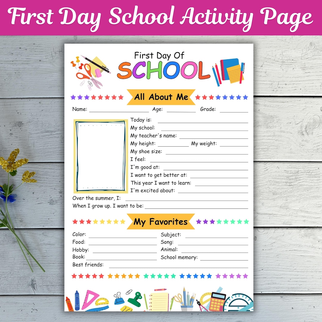 First Day of School All About Me Printable, Back to School Sign, Kids ...
