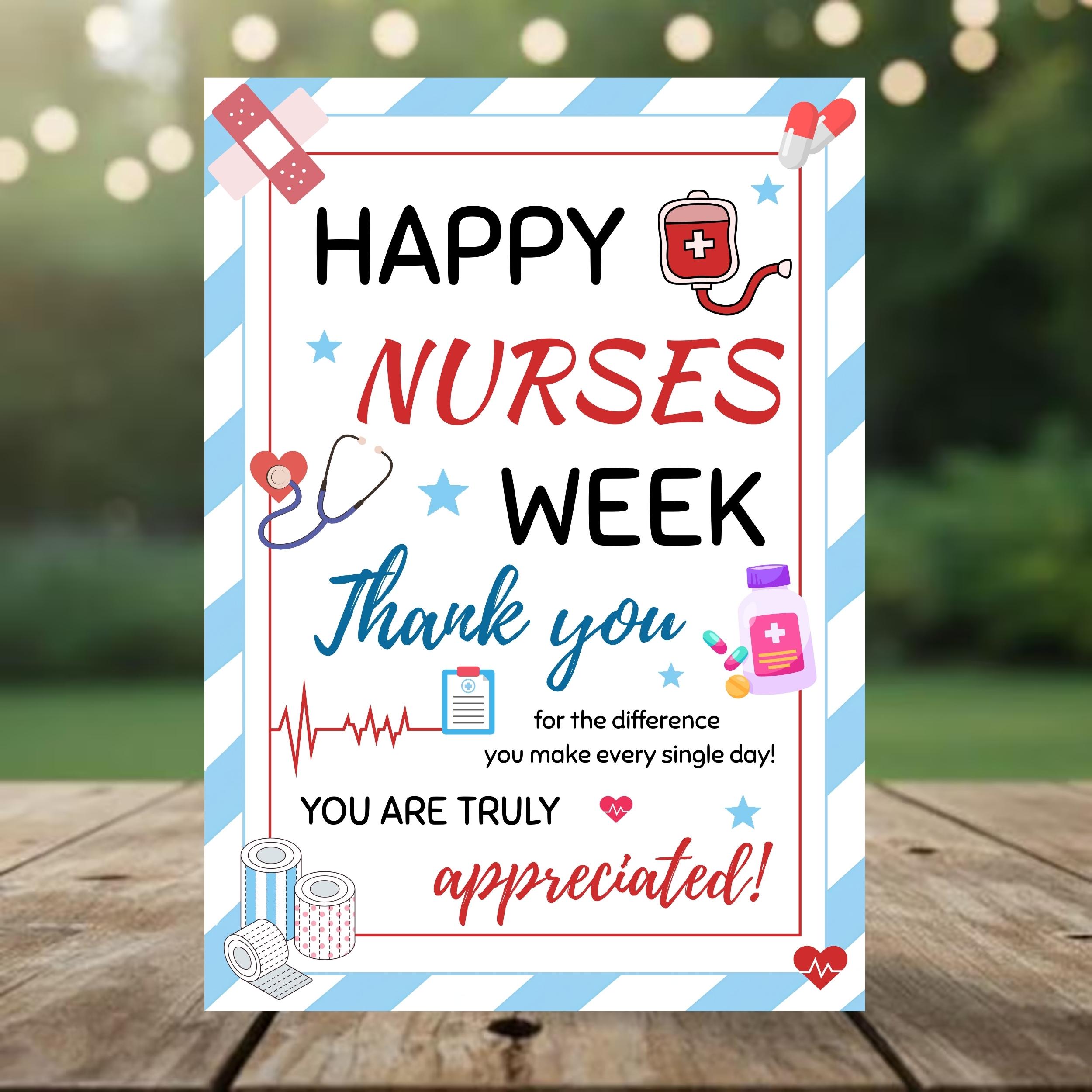 Nurses Week Appreciation Poster Printable, Thank You Nurse Sign ...