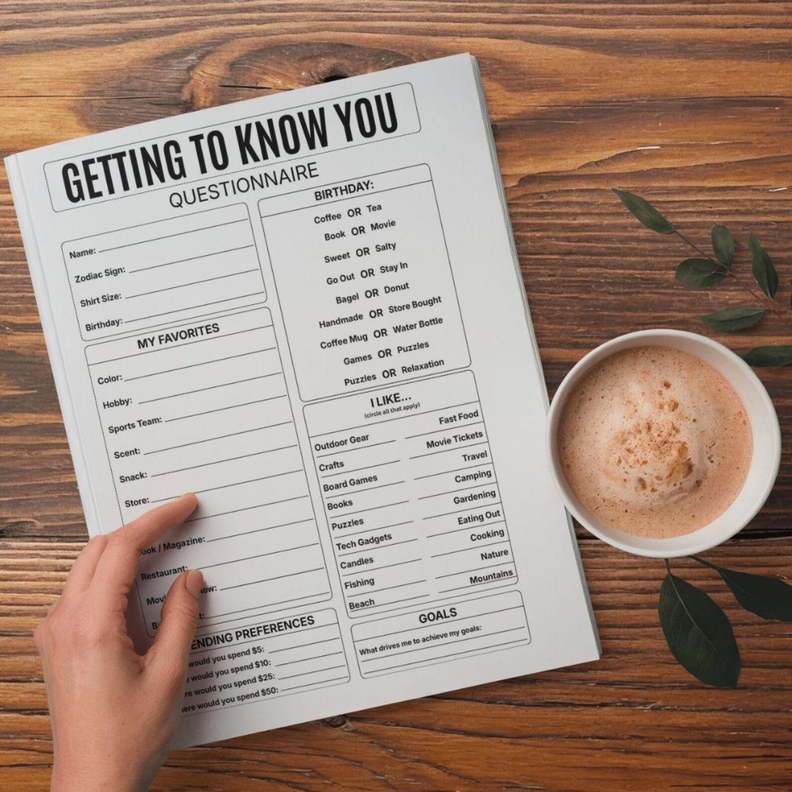 Editable Getting to Know You Worksheet, Favorite Things Questionnaire ...