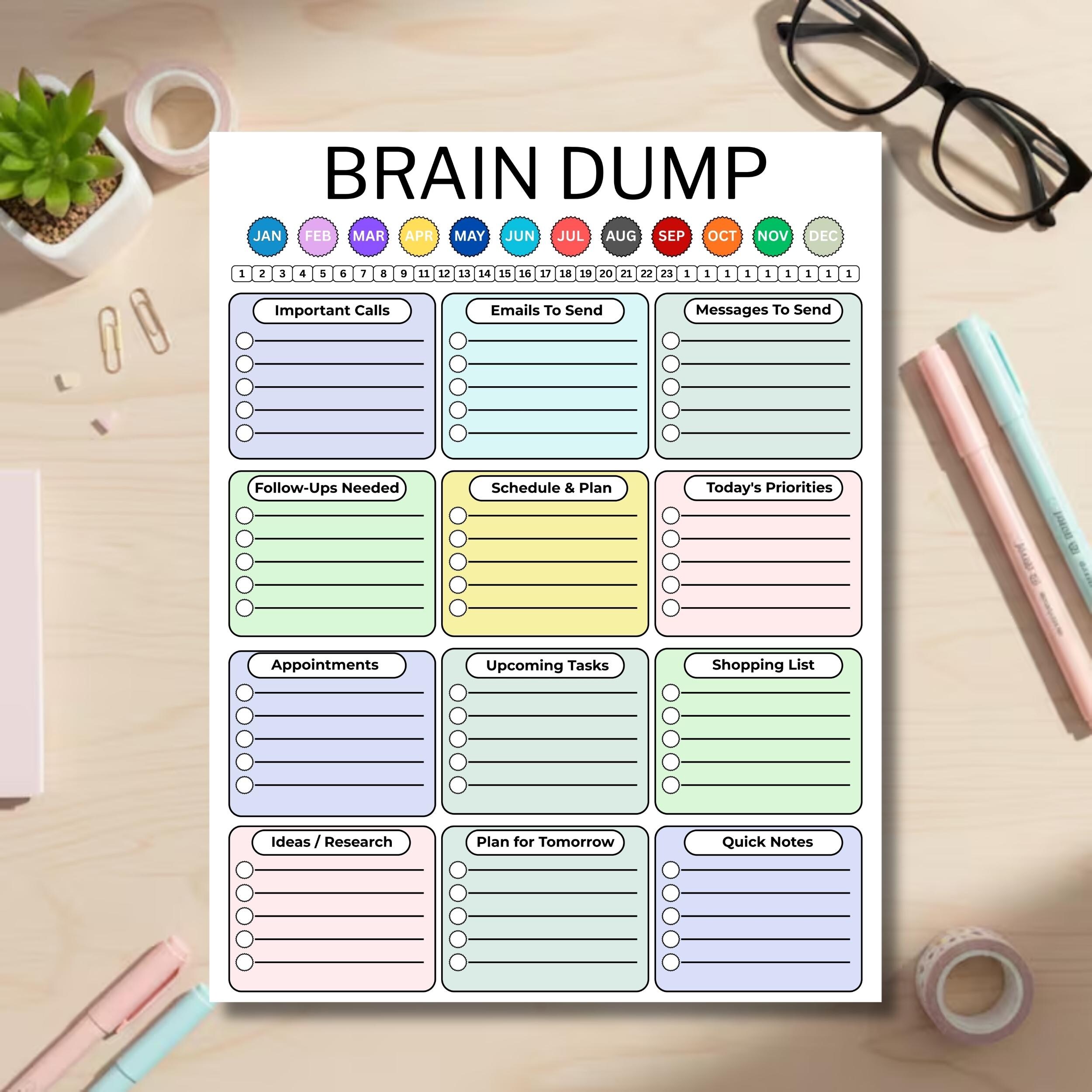 ADHD Brain Dump Printable, ADHD Planner to Do List, Daily Brain Dump ...