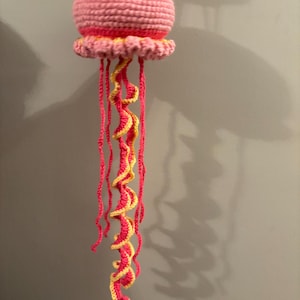 Whimsical Handmade Crochet Jellyfish Plush in Pink | Soft Ocean-Inspired Room Decor, Unique Gift, Handmade Stuffed Animal