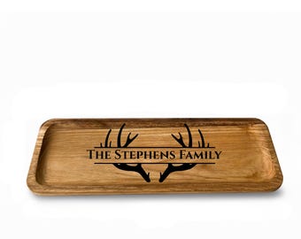 Bandeja organizadora de madera personalizada para guardar llaves, mesita de noche, con nombre grabado, regalo para el Día del Padre.