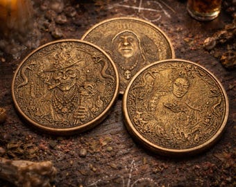 Spirit Bound Brass Coin, Voodoo Talisman, Shadow Shaman