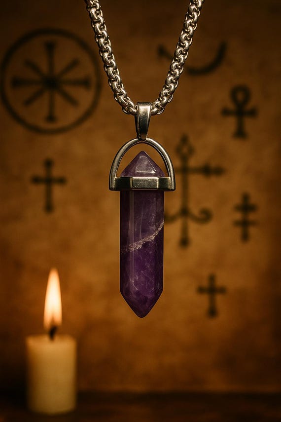 Amethyst Healing Pendant: Shadow Shaman Spiritual Amulet