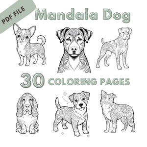 30 Dog Mandala Coloring Pages – Printable Designs for Adults & Teens (AI Generated)