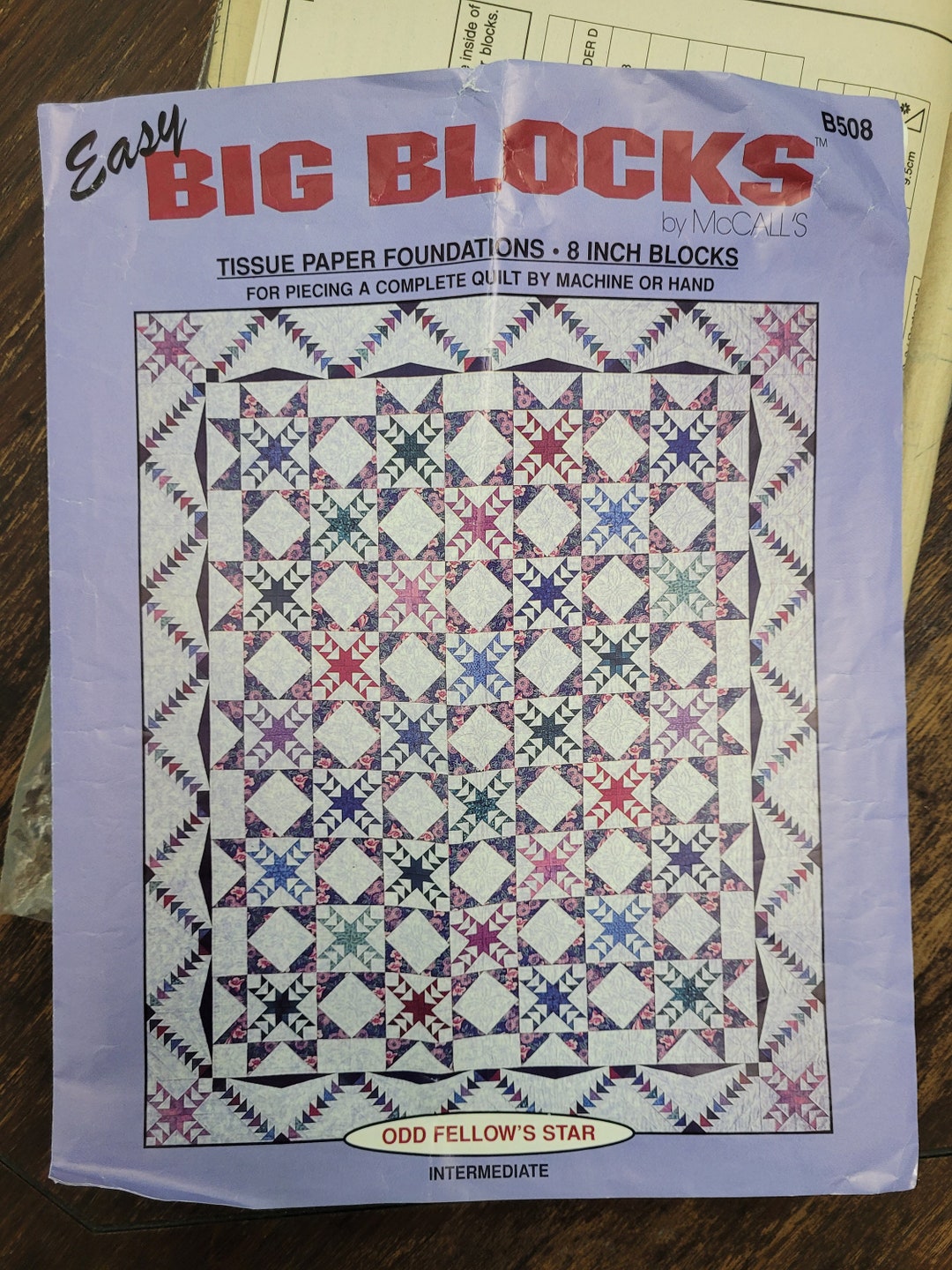 Mccall's B508, Easy Big Blocks, Odd Fellow's Star Pattern, Tissue Paper ...