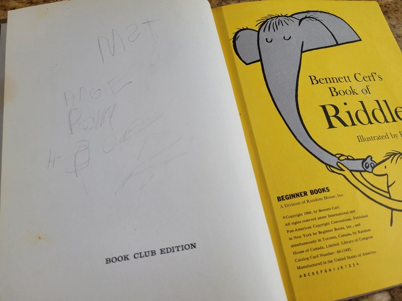 Bennett Cerf's Book of Riddles With Drawings by Roy Mckie, Book Club ...