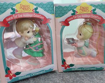 Precious Moments Holiday Ornaments, Home for the Holidays Collection, Precious Moments Christmas Tree Decor, Vintage Tree Trimmings, Enesco