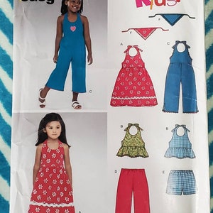 CUT and INCOMPLETE: New Look 6361 Pattern. Girls's Tops, Skirts and Shorts, Capri Pants, and Sleeveless Dresses, Size 3-8, c. 2004.