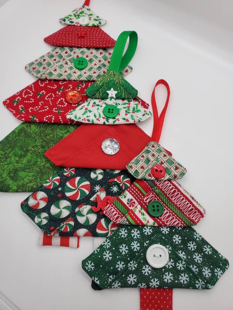 Fabric Christmas Tree Ornament Set Cute Christmas Trees - Etsy