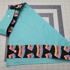Cute NBA San Antonio Spurs Dog Bandanas, Pet Bandanas, Tie & Snap Style, Reversible and washable doggie apparel/bandanas. Five size options. image 18
