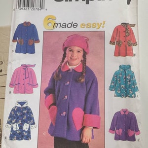 UNCUT: Simplicity 7822 Pattern, Girl&#39;s Jacket or Coat Pattern, Winter Coat Pattern, Corduroy jacket pattern, denim jacket pattern 1997.