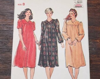 UNCUT: Butterick 3928 Pattern, Misses' Dress Pattern, Loose-fitting dress pattern, Asymmetrical V-neckline, hippie dress, Size 12,14,16