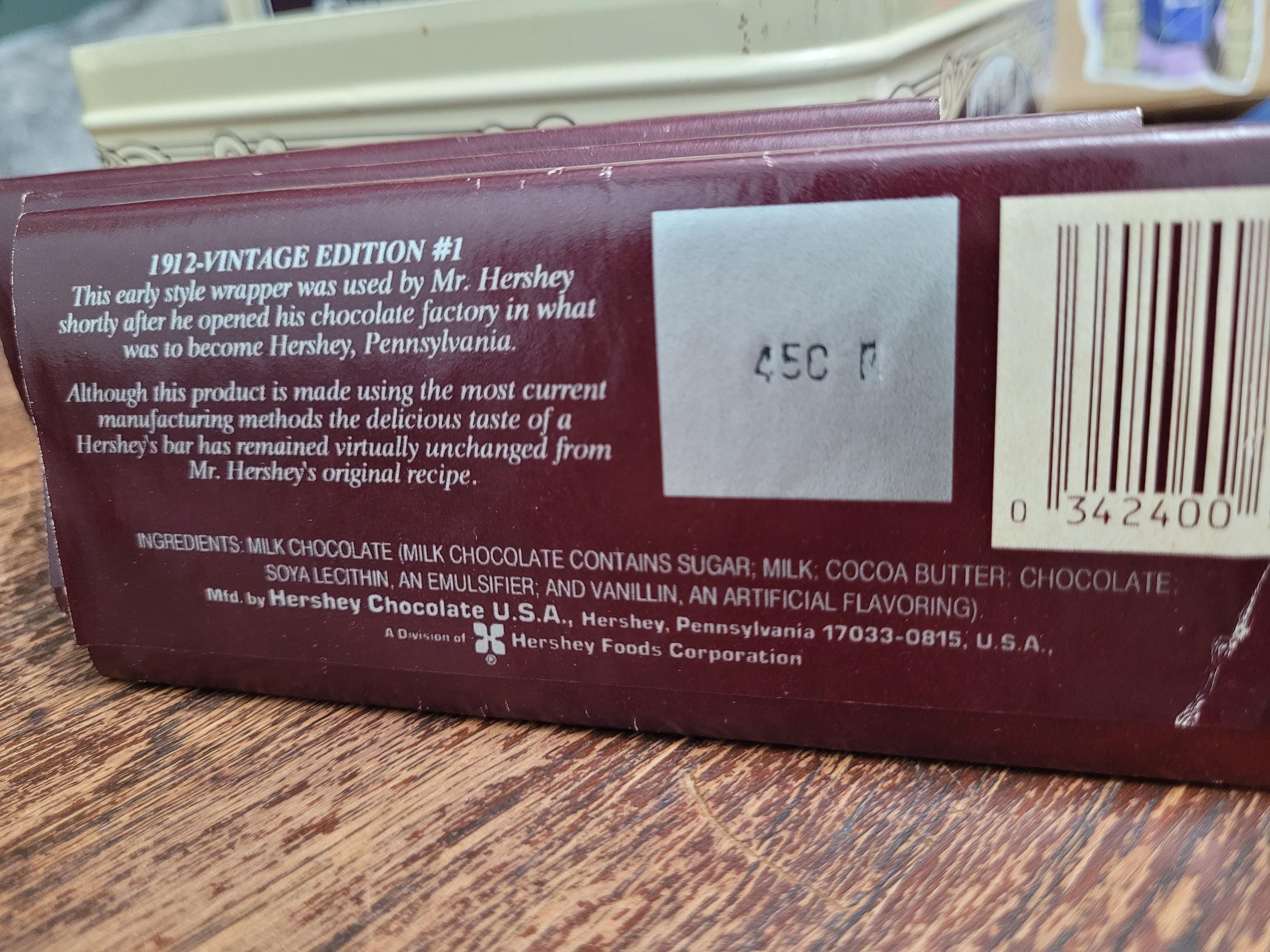 1990 Collectible Hershey's Sweet Milk Chocolate Tin, 1912-vintage