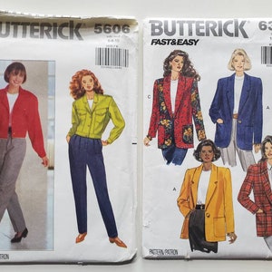 UNCUT: Butterick 5606 Pattern Misses&#39; Jacket & Pants Pattern, Butterick 6356 Pattern, Misses&#39; Unlined Loose-fitting Jacket Pattern