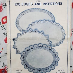 Clark&#39;s ONT Designs for 100 Edges and Insertions Booklet, Crocheted Lace Book, Vintage 100 year old publication, C. 1923 The Clark Thread Co