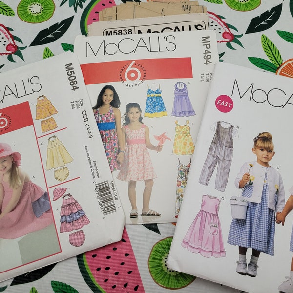 CUT & UNCHECKED: McCall's M5084 Pattern, Toddlers Girls Dresses, M5838 / MP494 Pattern, McCall's 6304 Pattern Toddlers' Romper Pattern Jacke