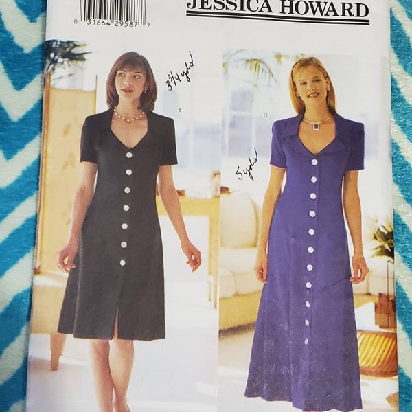 CUT: Butterick 6060 Pattern, Misses' Petite Dress Pattern, Fitted Lined Dress Pattern by Jessica Howard, Button up Dress 1999. Size 20-22-24