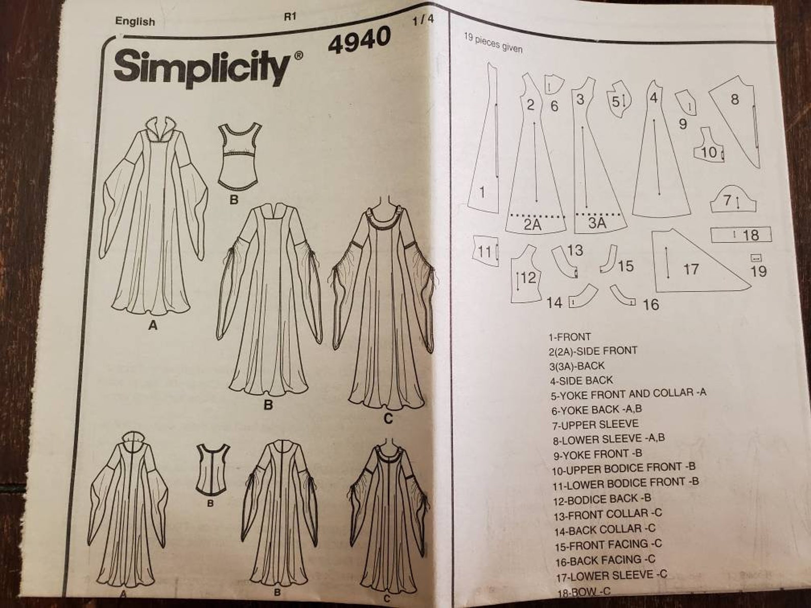 Simplicity 4940: Renaissance Faire Dress/Costume Size N5 10 | Etsy