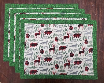Santa Chickens Placemats, Holiday Forest dinner table mats, Camper Life Mats, Moose Bear Placemats, Christmas Placemats, Retro Calico Mats
