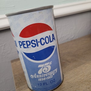 1973 Pepsi Cola Can, 75th Anniversary Edition, 1898-1973, 12 Oz Pepsi Can in Excellent Condition
