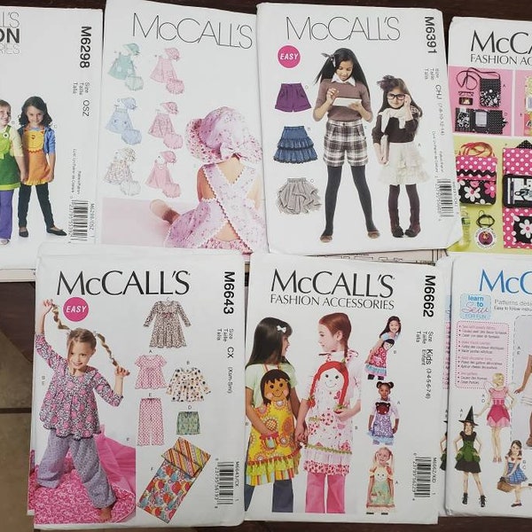 UNCUT: McCall's 6298, McCall's 6303, McCall's 6391, McCall's 6477, McCall's 6643, McCall's 6662, McCall's 7453, Assorted Children's Patterns