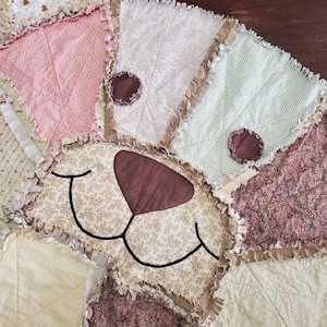 Teddy Bear Rag Quilt for toddler gift, newborn gift, baby shower blanket, Toddler Couch Throw Toddler Quilt, Baby Quilt Blanket Unique Quilt