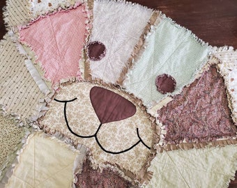 Teddy Bear Rag Quilt for toddler gift, newborn gift, baby shower blanket, Toddler Couch Throw Toddler Quilt, Baby Quilt Blanket Unique Quilt
