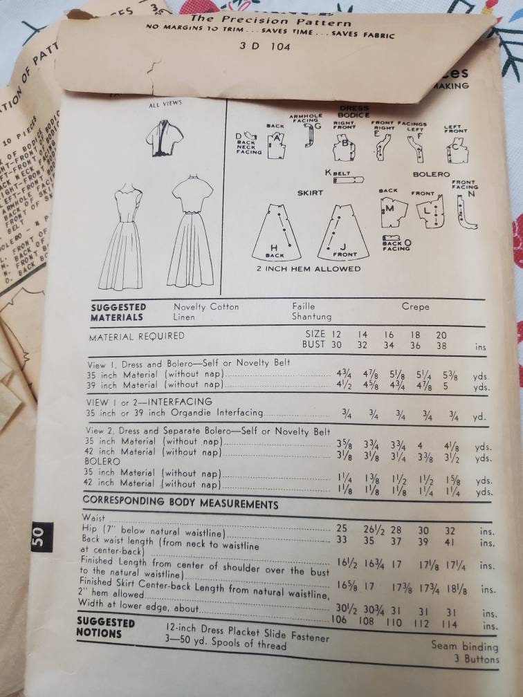 CUT: Vintage Advance Pattern 5981, Advance Pattern 6379, the Precision ...