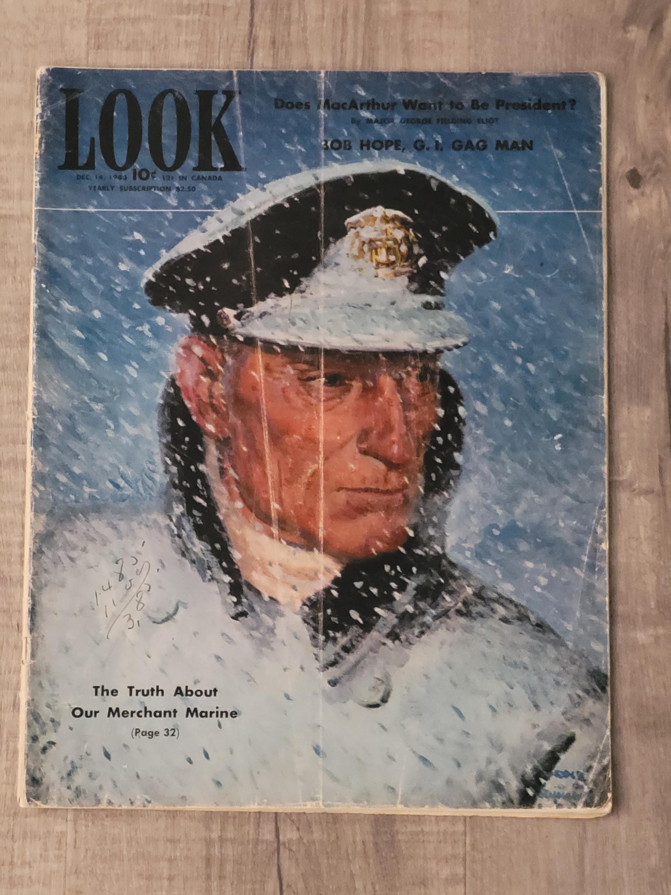 Vintage LOOK Magazine, Dec 14, 1943 Edition, Merchant Marine, Bob